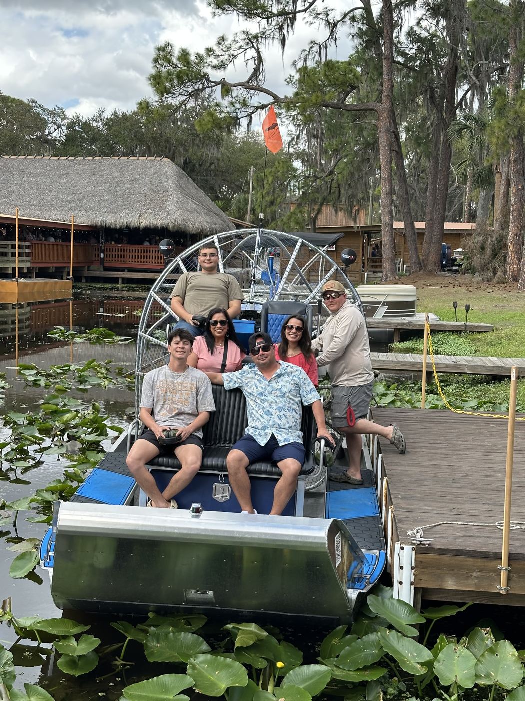 Airboat guests at the dock